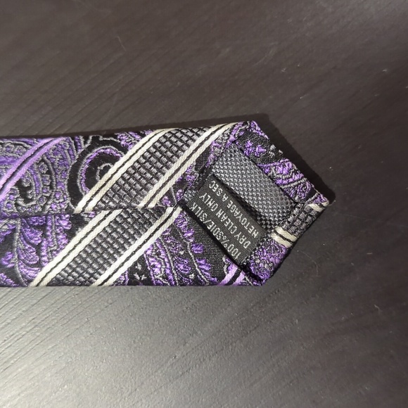 PRONTO UOMO Paisley+Striped Regular Tie - Picture 4 of 5